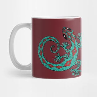 Funky Gecko Turquoise and Red Mug